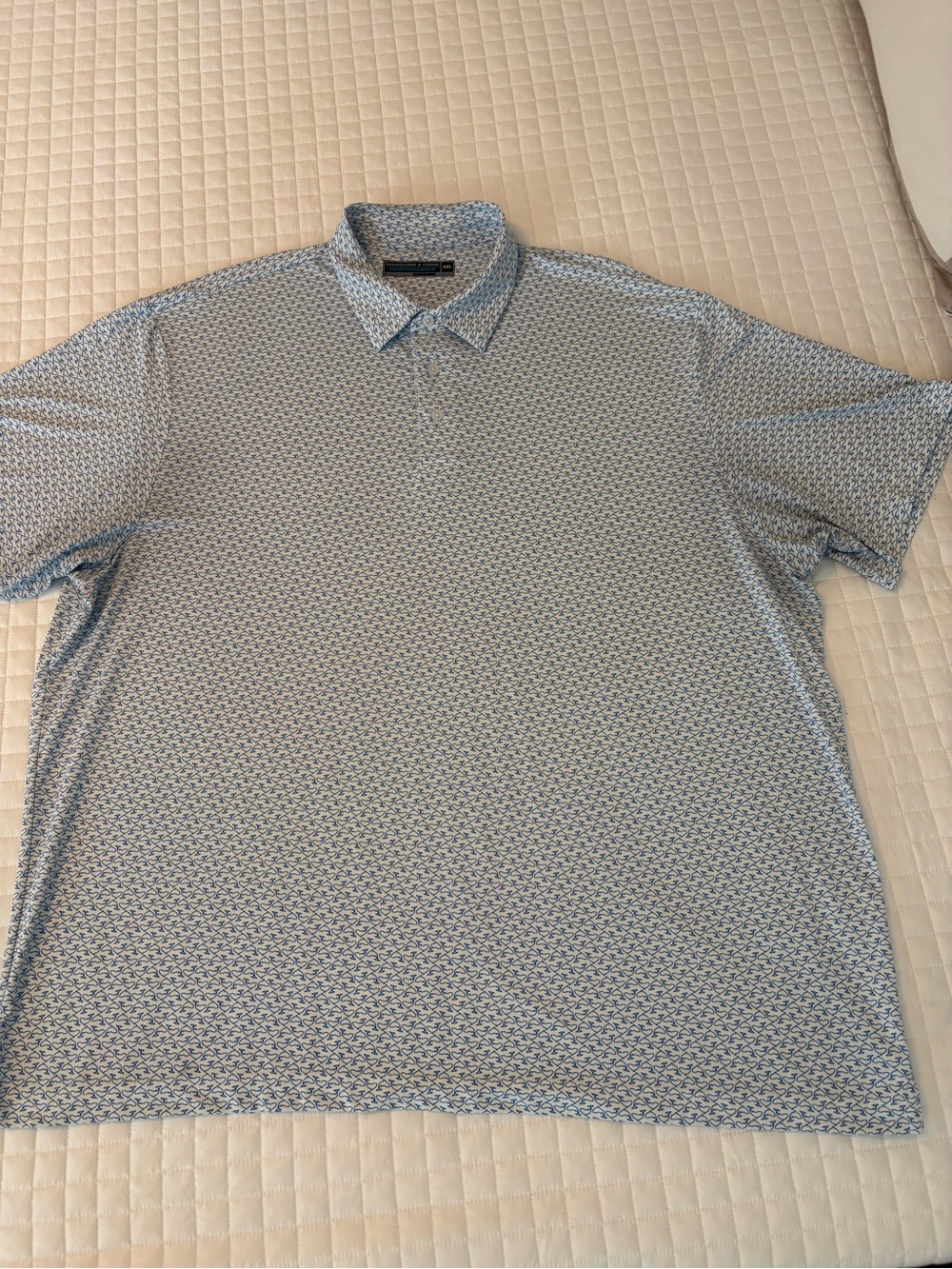 Roundtree & Yorke Blue Dolphin Patterned Polo Shirt